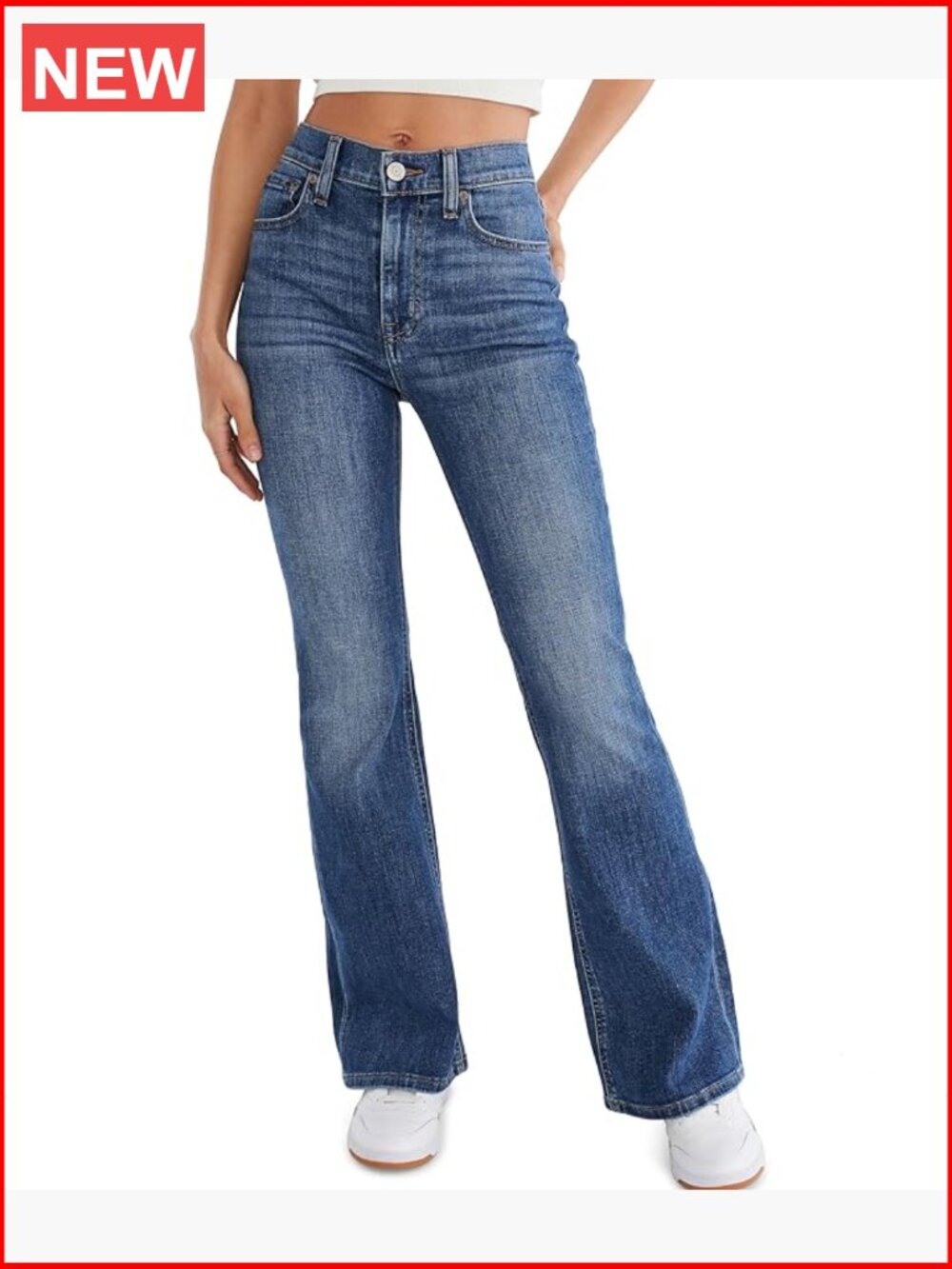 High Rise Flare Leg Jeans with Stretch Fabric